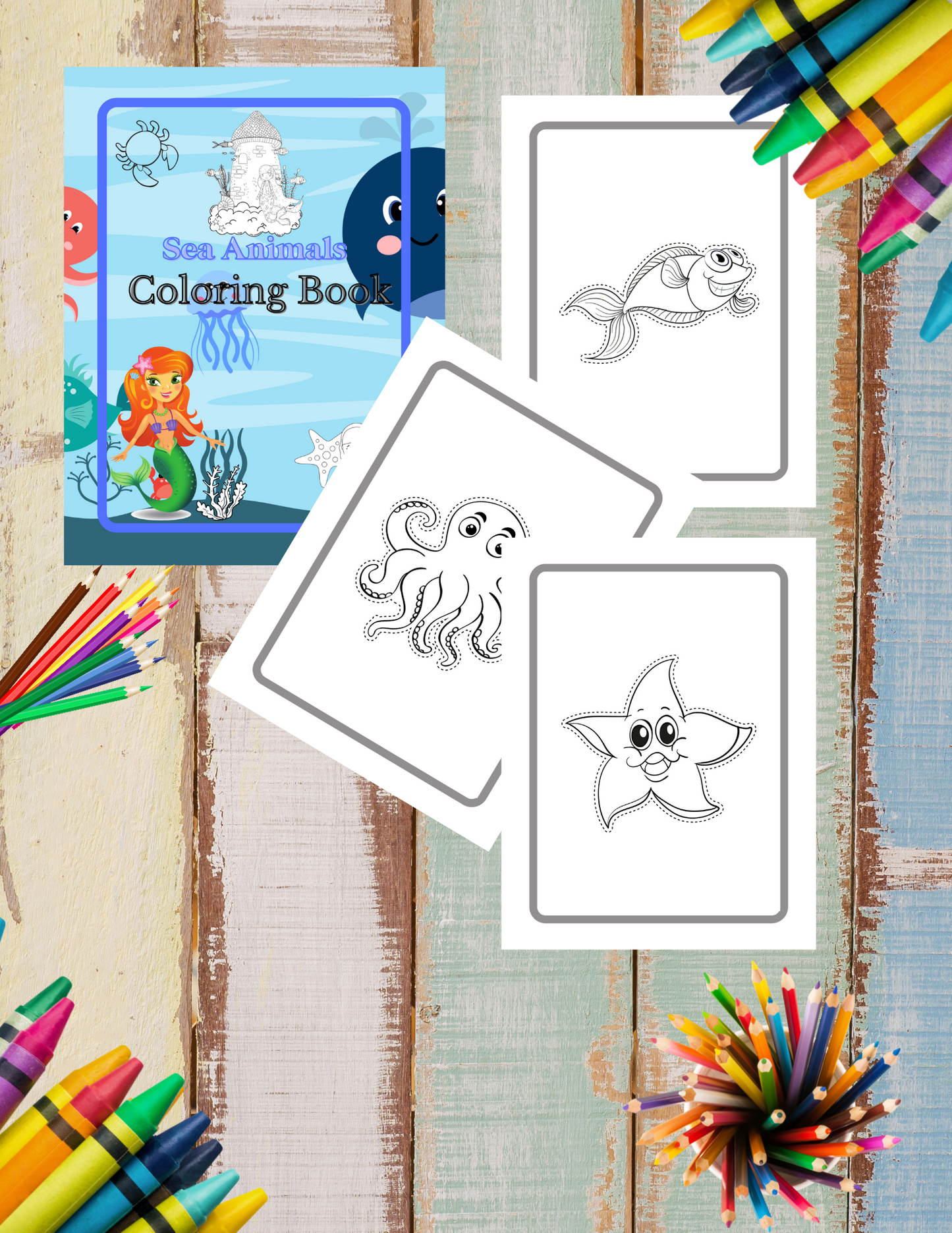 Digital Sea Animals Coloring Workbook