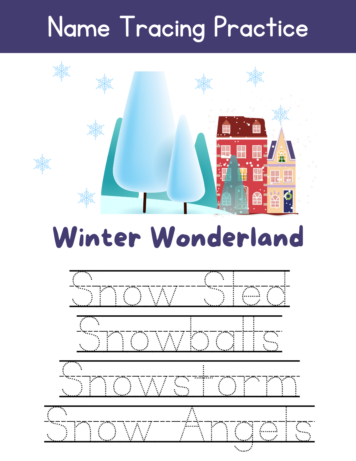 2026 Winter Tracing & Handwriting Practice Workbook – Ages 3+ | Fun Seasonal Educational Activities