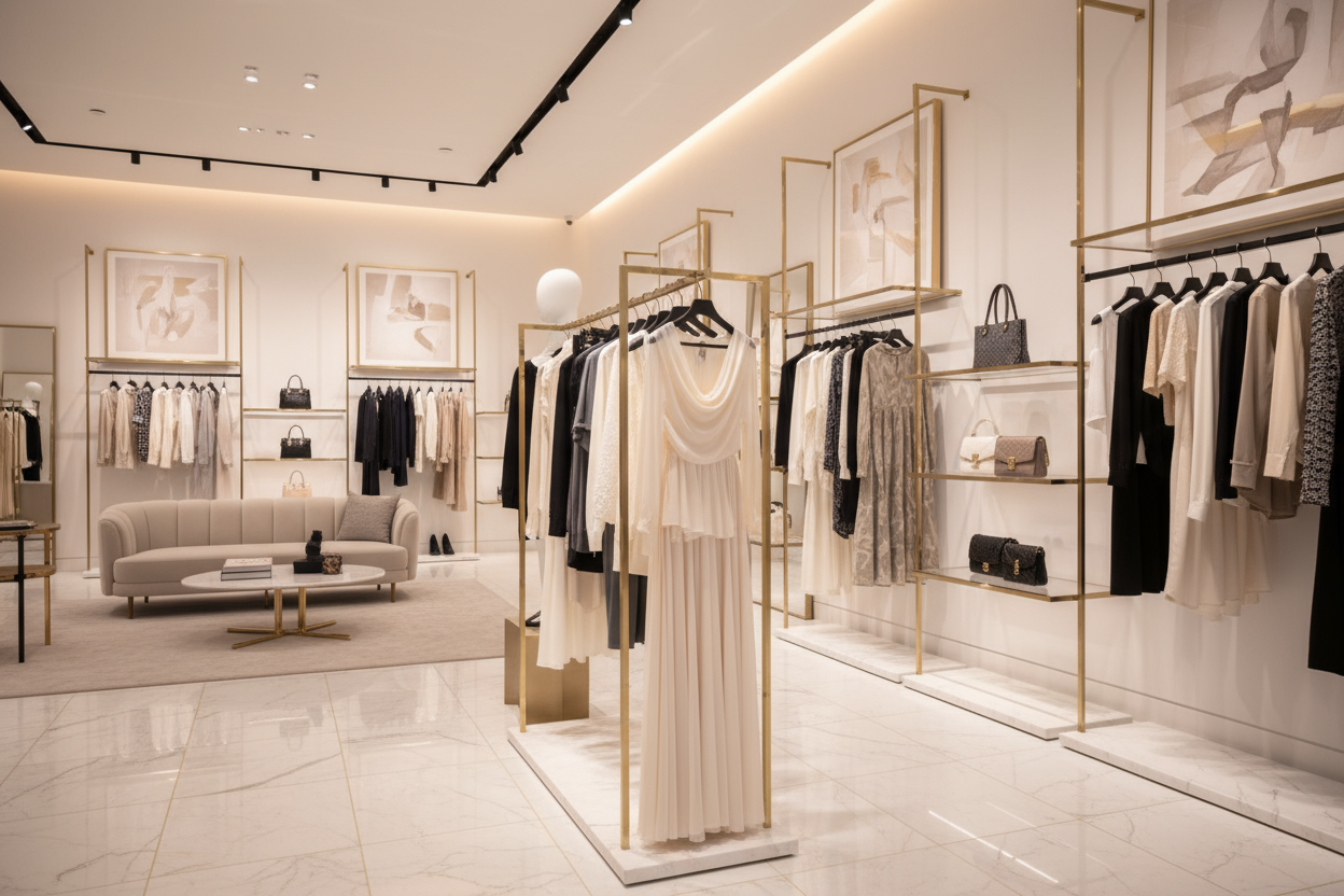 background image from a luxury clothing shop